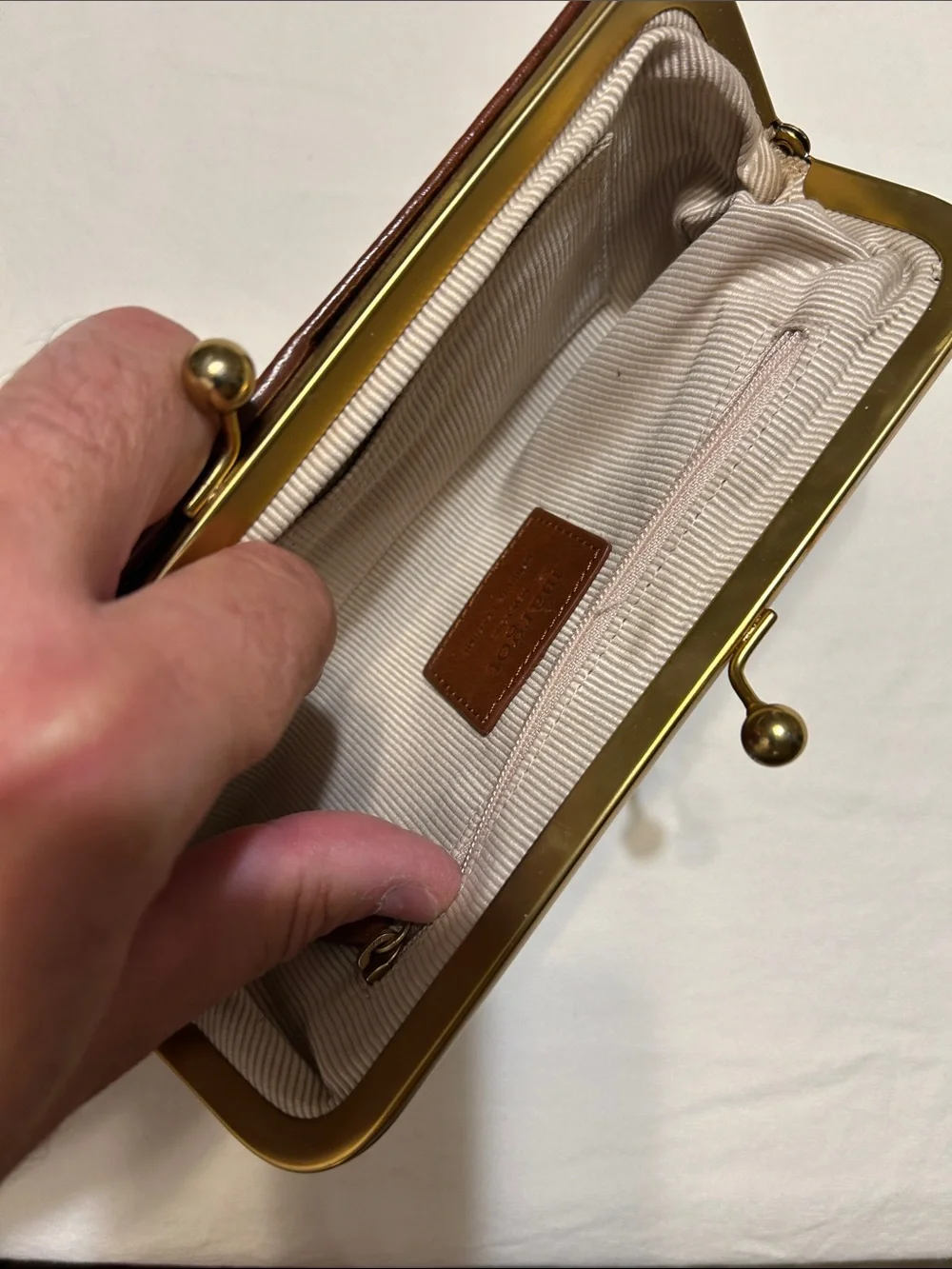 margot Brown Leather Wristlet Wallet with Gold Tone Hardware